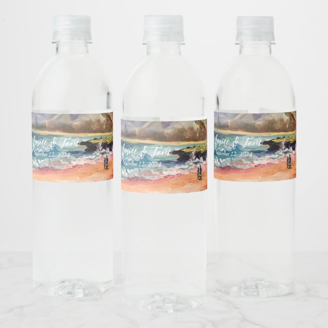 Beachy Wedding Water Bottle Gift Wasserflaschenetikett (Flaschen)