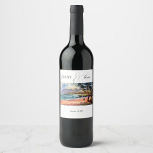 Beachy Wedding Wine Label Weinetikett