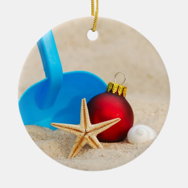 Beachy Weihnachten Keramikornament (Vorne)