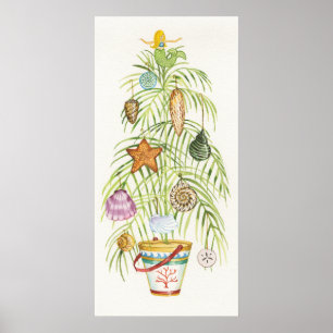Beachy Weihnachtsbaum Poster