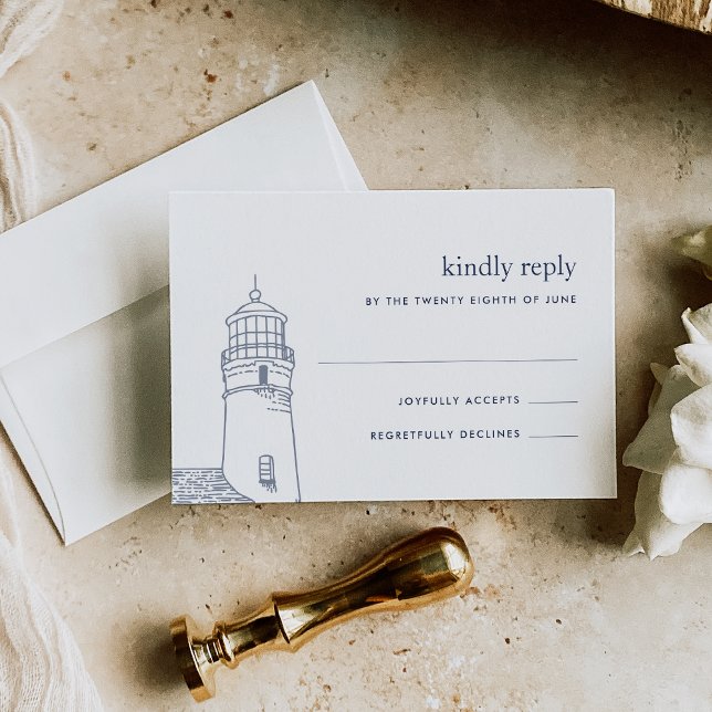 Beacon | Nautic Lighthouse RSVP Card Karte (Von Creator hochgeladen)