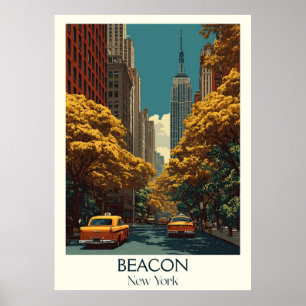 Beacon New York Vintag Main Street Travel Art Poster