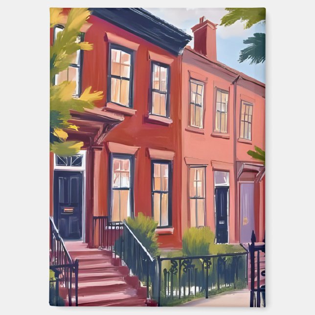 Beacon Street Boston Massachusetts Watercolor Magnet (Vorderseite)