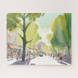 Beacon Street Sommer | Boston, MA Aquarell Puzzle
