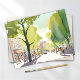 Beacon Street Sommer   Boston, MA Aquarellkarte