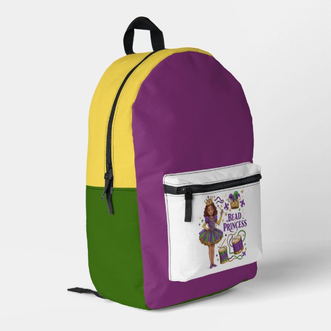 Bead Princess - Mardi Gras Backpack Bedruckter Rucksack (Rückseitige Ecke links)