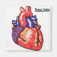 Beaded Anatomic Human Heart Square Magnet
