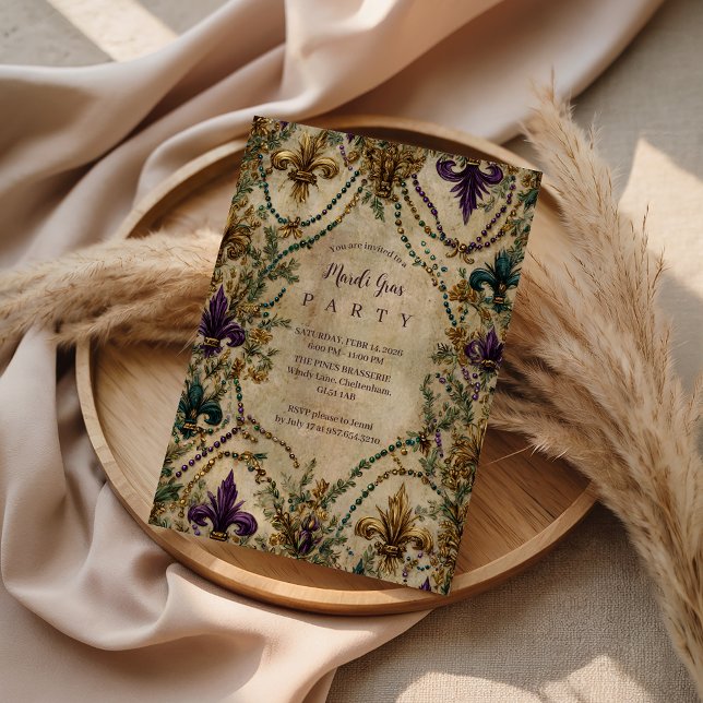 Beaded Fleur-de-Lis Mardi Gras Masquerade Einladung (Von Creator hochgeladen)