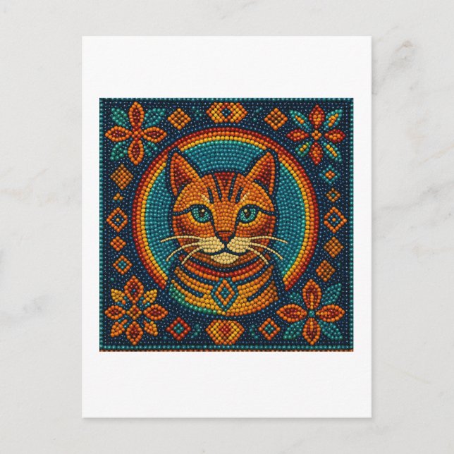 Beaded Kitten Look Design Postkarte (Vorderseite)