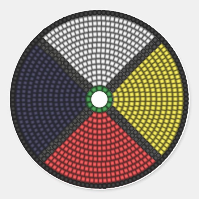 Beaded Medicine Wheel Runder Aufkleber (Vorderseite)