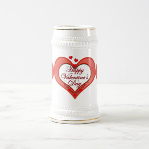 Beaded Red Heart Valentine Bierglas