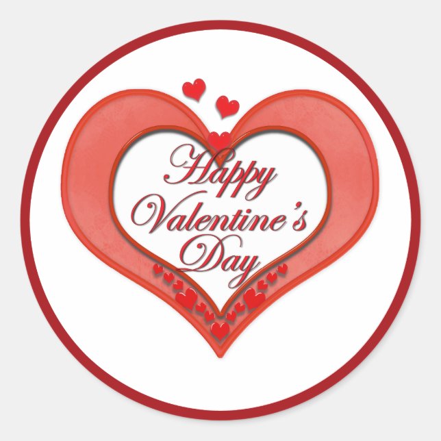 Beaded Red Heart Valentine Runder Aufkleber (Vorderseite)