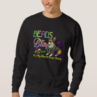 Beads Bling Corgi Mardi Gras Thing Carnival Masque Sweatshirt