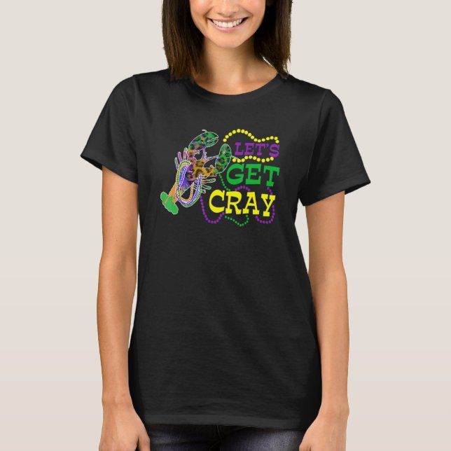 Beads Bling Let's Get Cray Dabbing Crawfish Mardi  T-Shirt (Vorderseite)
