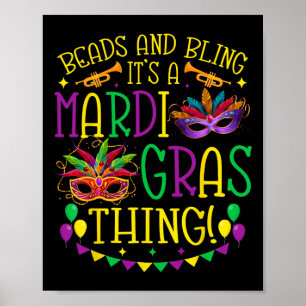 Beads Bling Mardi Gras Thing Carnival Party Männer Poster