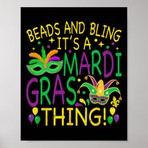 Beads Bling Mardi Gras Thing Carnival Party Männer Poster