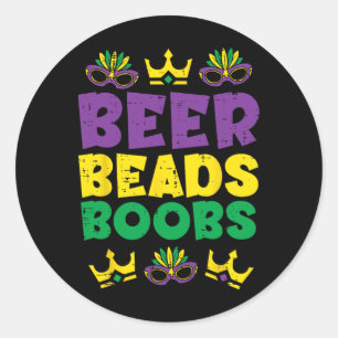 Beads Funny Louisiana Nola Mardi Gras Männer Typ I Runder Aufkleber