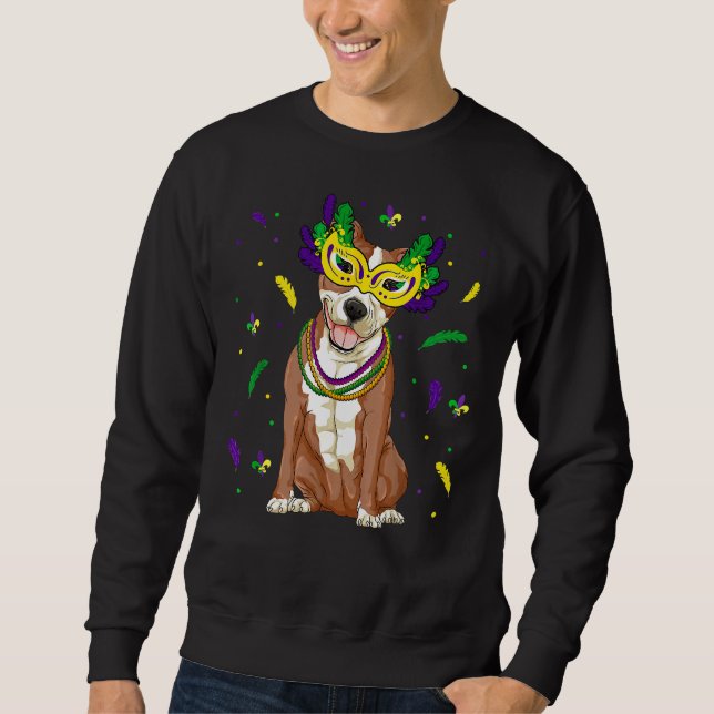 Beads Maske Pitbull Mardi Gras Pit Bull Dog Mama D Sweatshirt (Vorderseite)