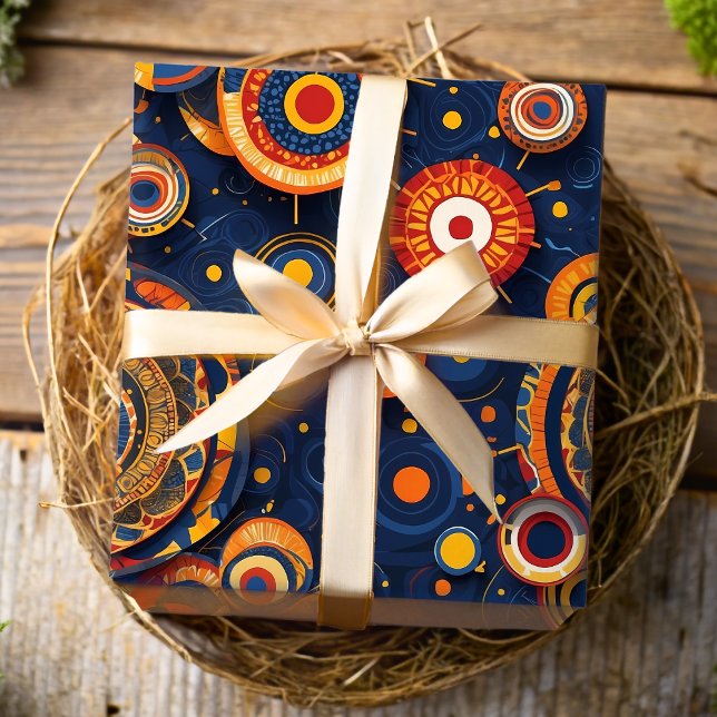 Beadwork Tribal Ankara Dots Afrikanische amerikani Geschenkpapier (Beadwork Tribal Ankara Dots African American Gifts Wrapping Paper)