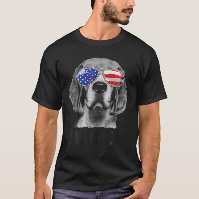 Beagle 4. Juli Merica Sonnenbrille Männer USA Amer T-Shirt (Vorderseite)