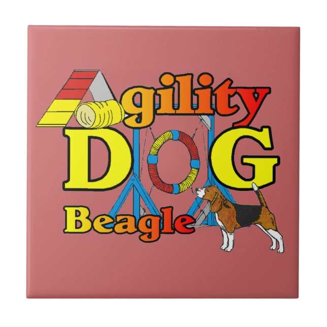 Beagle Agility Geschenke Fliese (Vorderseite)