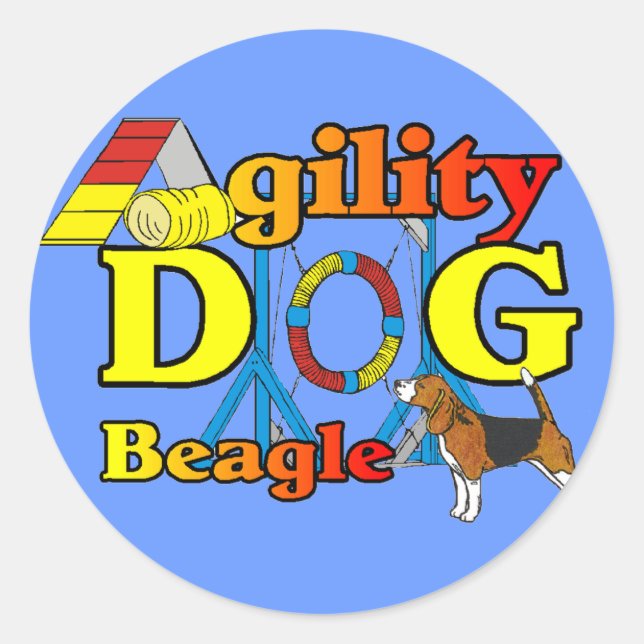 Beagle Agility Geschenke Runder Aufkleber (Vorderseite)