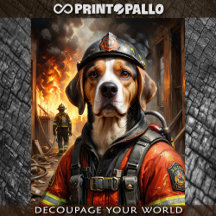 Beagle als Feuerwehrmann - Gewebepapier