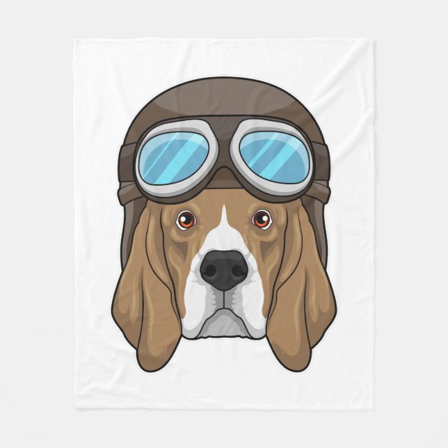 Beagle als Pilot mit Pilotin Fleecedecke (Vorderseite)