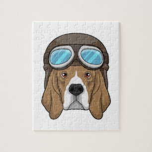 Beagle als Pilot mit Pilotin Puzzle