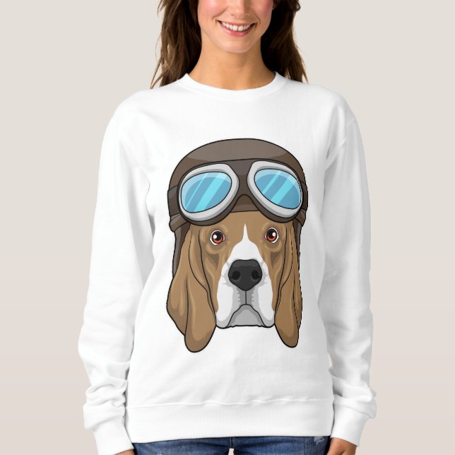 Beagle als Pilot mit Pilotin Sweatshirt (Vorderseite)