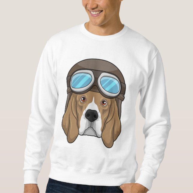 Beagle als Pilot mit Pilotin Sweatshirt (Vorderseite)