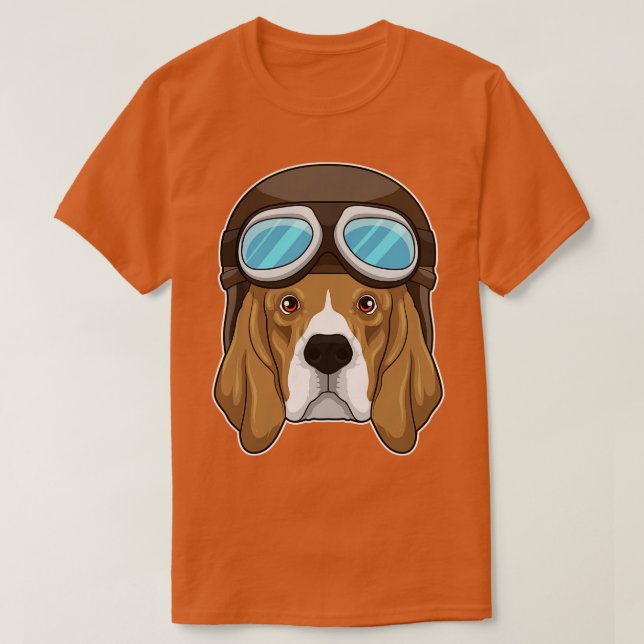 Beagle als Pilot mit Pilotin T-Shirt (Design vorne)
