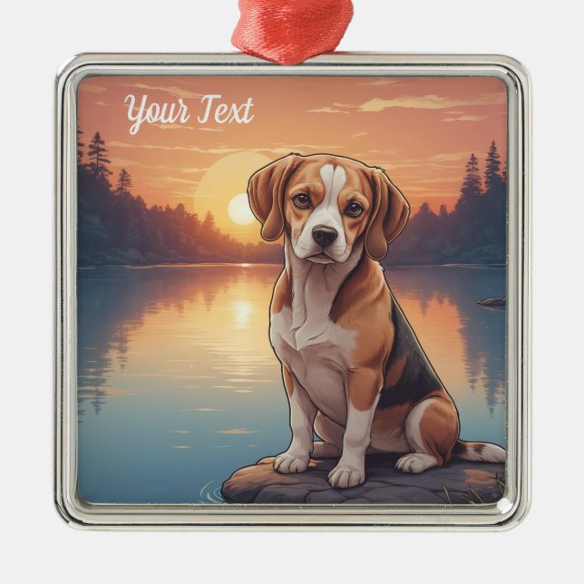 Beagle am See Ornament Aus Metall (Vorne)