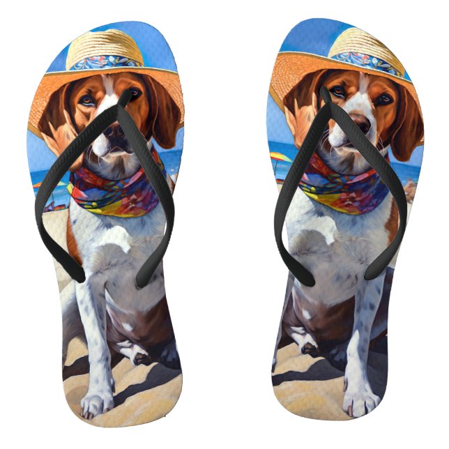 Beagle am Strand, Sommergeschenk für Hundefreunde Flip Flops (Fußbett)