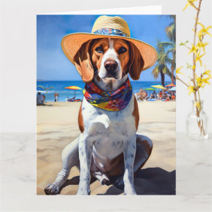 Beagle am Strand, Sommergeschenk für Hundefreunde Karte