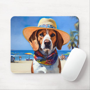 Beagle am Strand, Sommergeschenk für Hundefreunde Mousepad