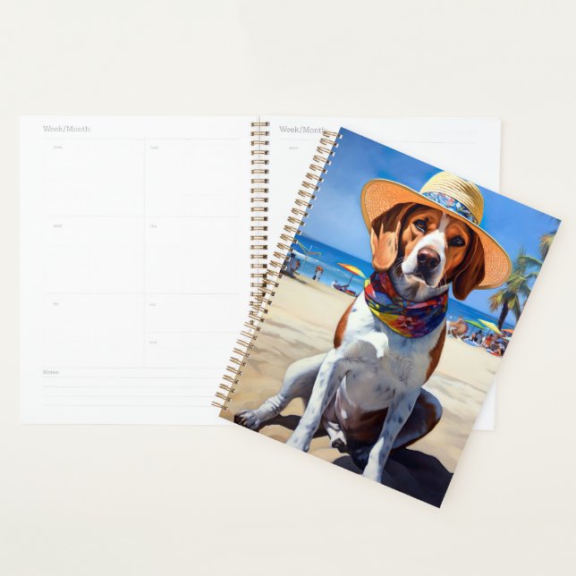 Beagle am Strand, Sommergeschenk für Hundefreunde Planer (Anzeige)