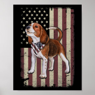 Beagle American Flag Bandana Patriotisch 4. Juli Poster