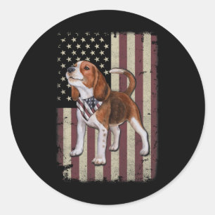 Beagle American Flag Bandana Patriotisch 4. Juli Runder Aufkleber