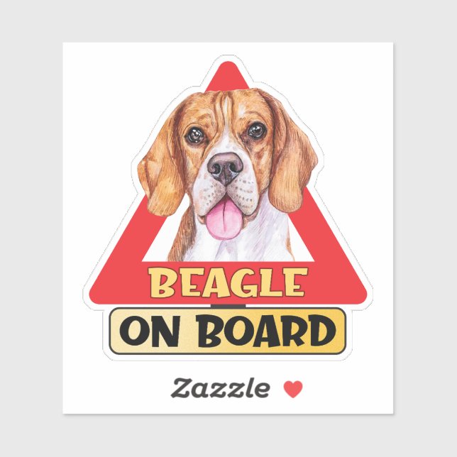 Beagle an Bord des Hundes - Rotdreieck - Verkehrsz Aufkleber (Blatt)