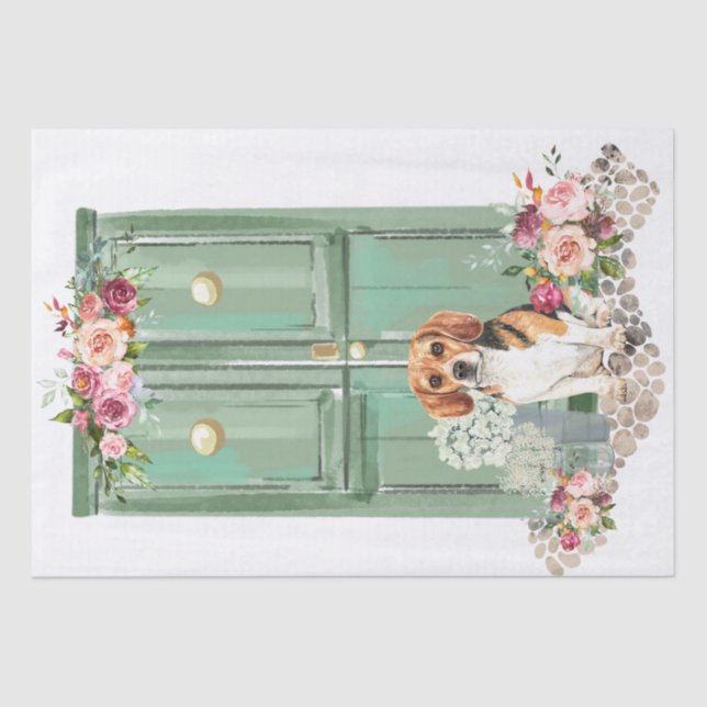 Beagle an der Tür Seidenpapier (Vorderseite)