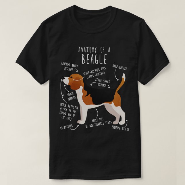 Beagle Anatomie des Hundes 1 T-Shirt (Design vorne)