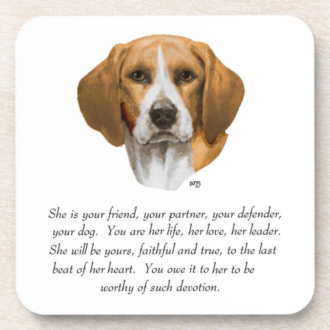 Beagle-Andenken Getränkeuntersetzer (Vorderseite)