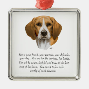 Beagle-Andenken Silbernes Ornament
