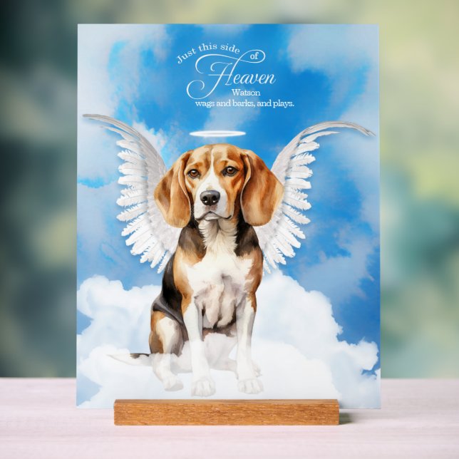 Beagle Angel Dog Name Pet Memorial Acrylschild (Neutral)