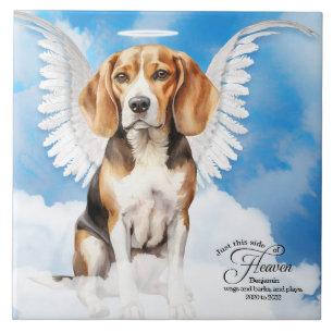 Beagle Angel Dog Personalisiertes Haustier Memoria Fliese