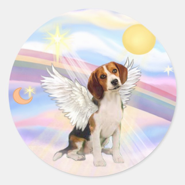 Beagle Angel Runder Aufkleber (Vorderseite)