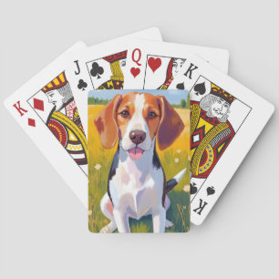 Beagle   Aquarell-Haustiermalerei Spielkarten