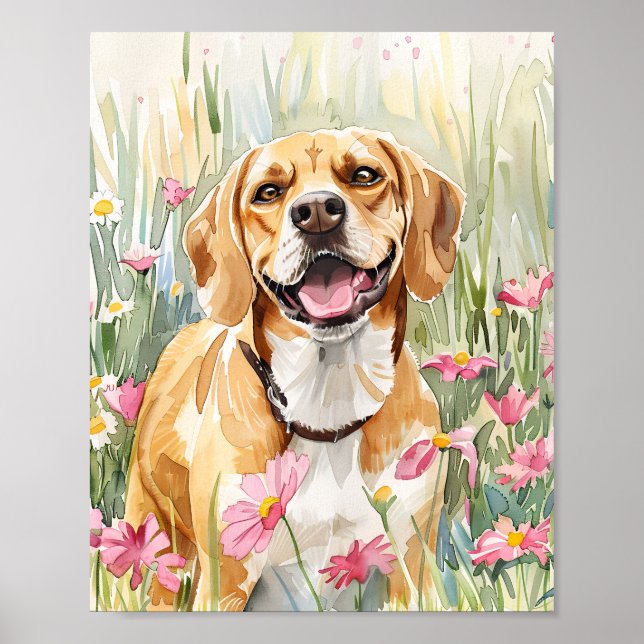 Beagle Aquarell Hundenkunst Poster (Vorne)