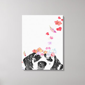 Beagle Aquarellmalerei Hunde Blume Leinwanddruck